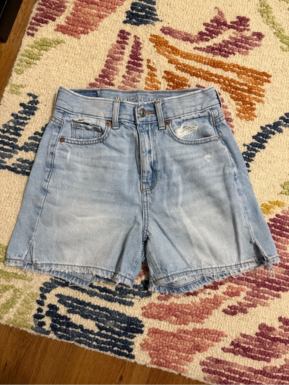 American Eagle Outfitters Light Blue Denim High-Rise Shorts